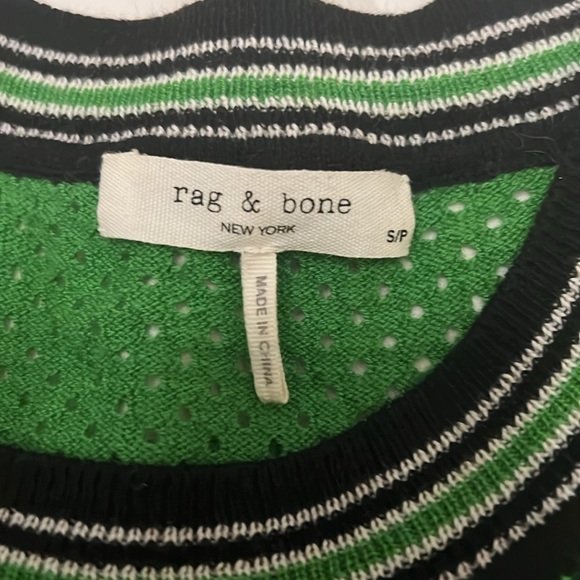 Rag & Bone Green Striped Short Sleeve Darcie Mesh SIZE SP (model in diff color) - Picture 3 of 4